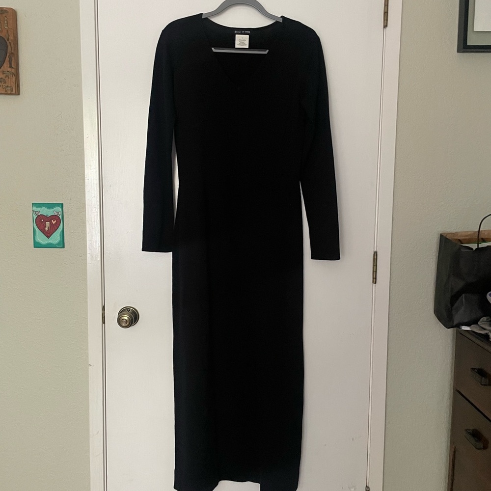 Esprit Black Maxi Sweater Dress with Long Sleeves
